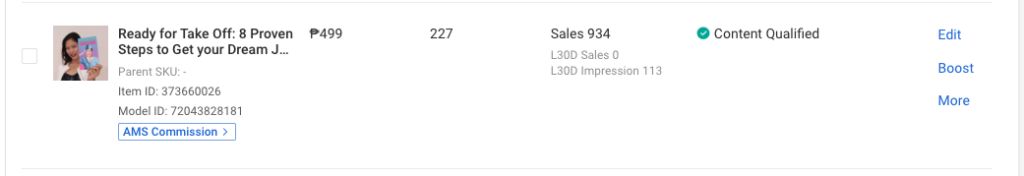 sold 934 copies on shopee alone not including facebook purchases and amazon.com sales and ebook sales