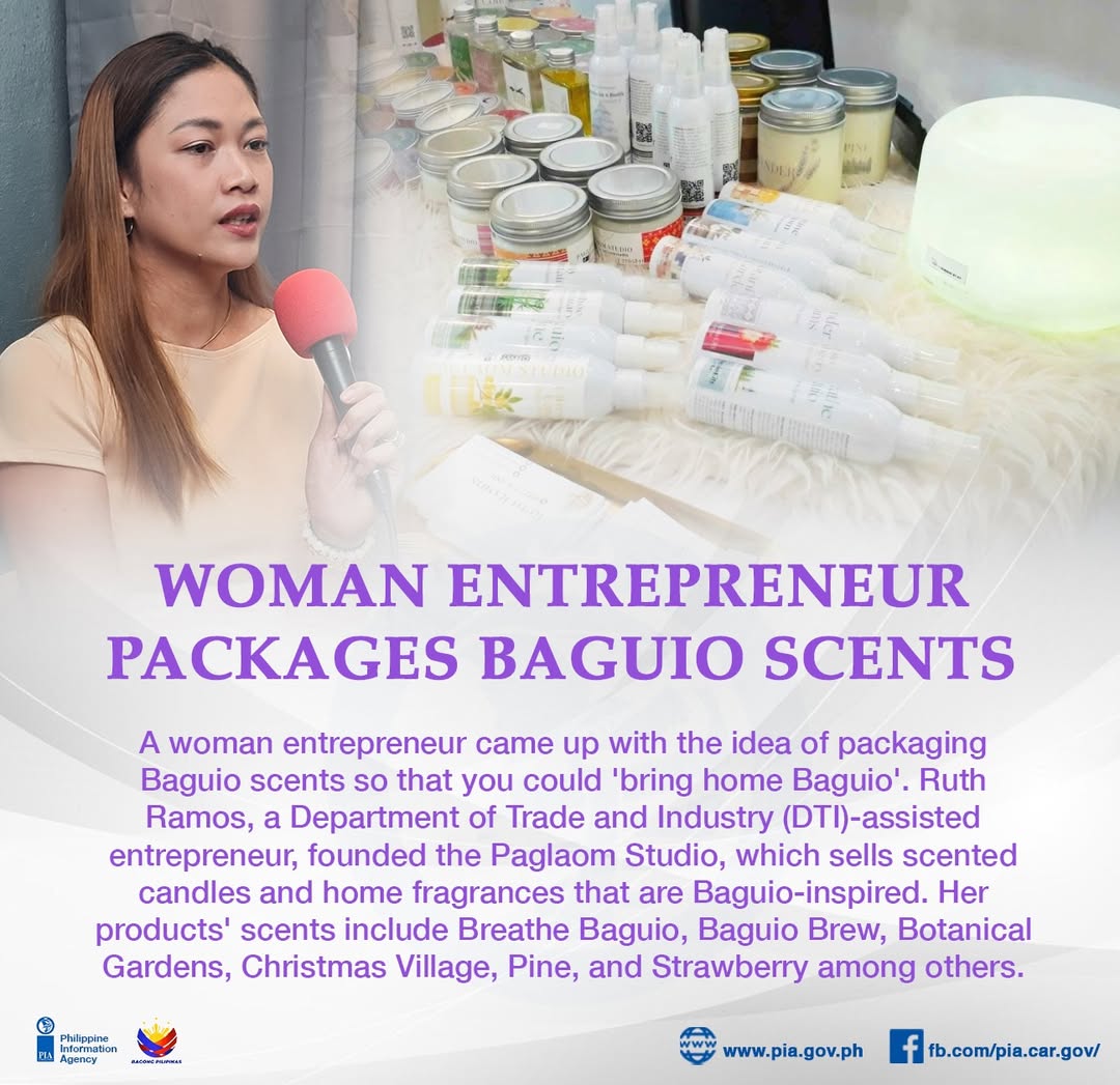 News article about Ruth Maclang woman entrepreneur packaging Baguio scents through Paglaom Studio